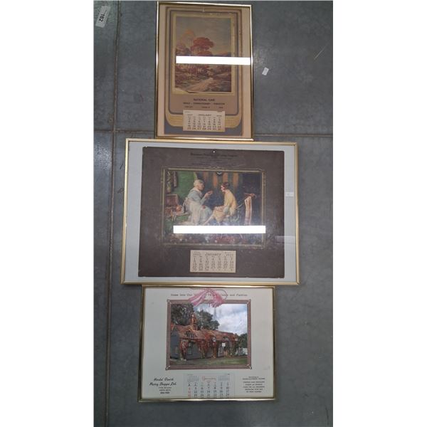 3 vintage calendars, 1981, 42, 33, all framed
