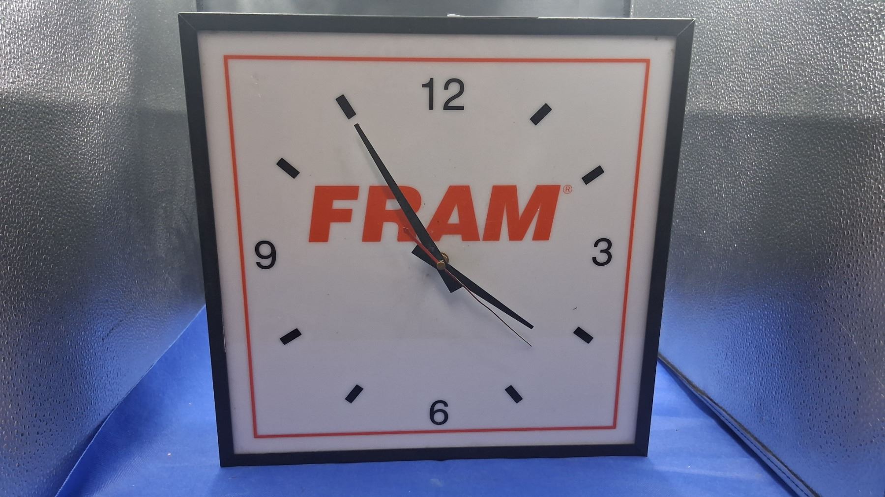 Vintage Fram light up shop clock, works, 16