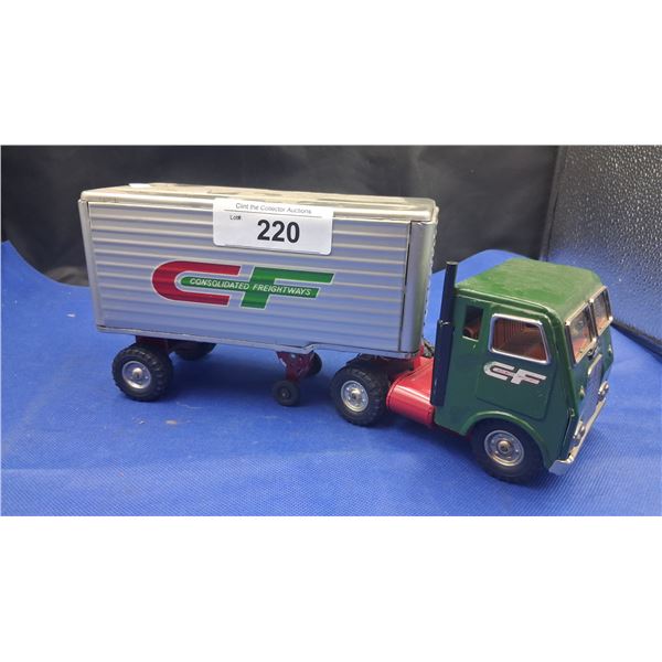 Vintage tin CF Freightways delivery truck 12"