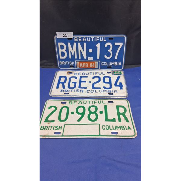 3 BC license plates