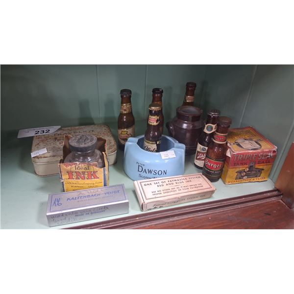 Vintage collectable lot inc 6 mini bottles, first aid kit etc