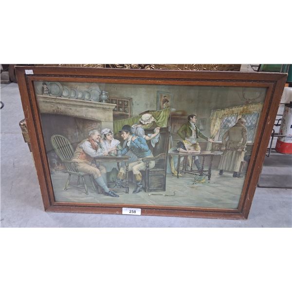 Framed old tavern print 28"x20"