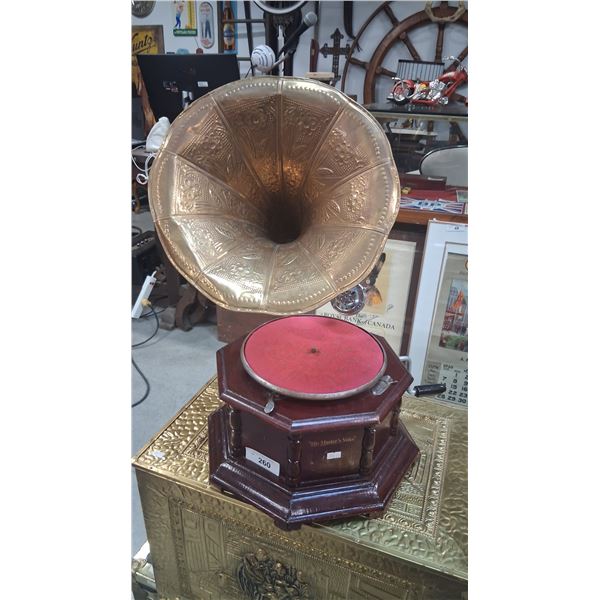 Gorgeous His Master's Voice RCA antique phonograph with brass horn 24" tall