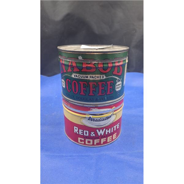 2 vintage tins, Nabob Coffee & Red & White Coffee