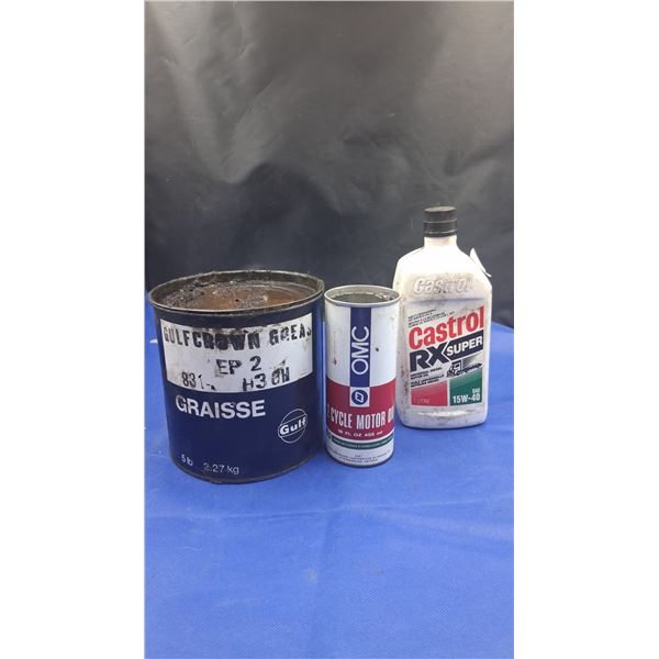 3 vintage tins inc, Gulf & Castrol