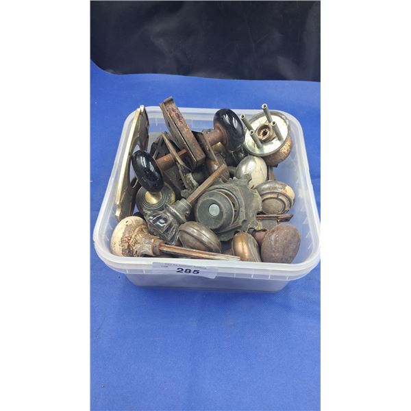 Large collection of vintage doorknobs, brass & glass