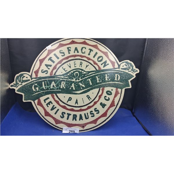 Vintage heavy metal Levis Strauss & Co sign, 22"x16"