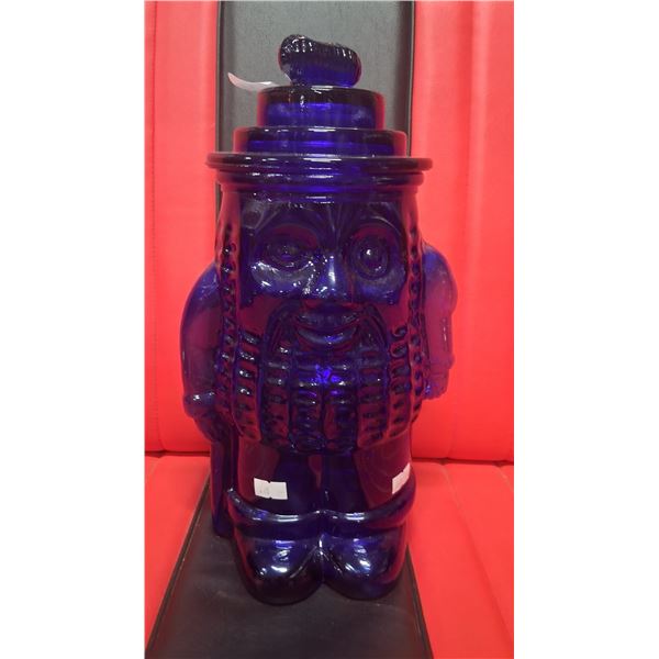 Rare vintage blue Planter's Peanuts jar 14"