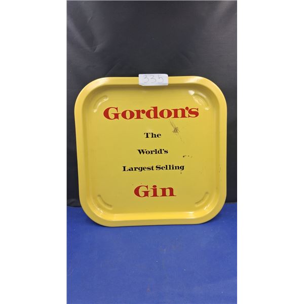 Vintage Gordon's Gin metal serving tray 14"x13.5"
