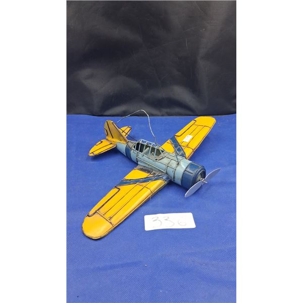 Vintage tin decorative plane 13" wingspan