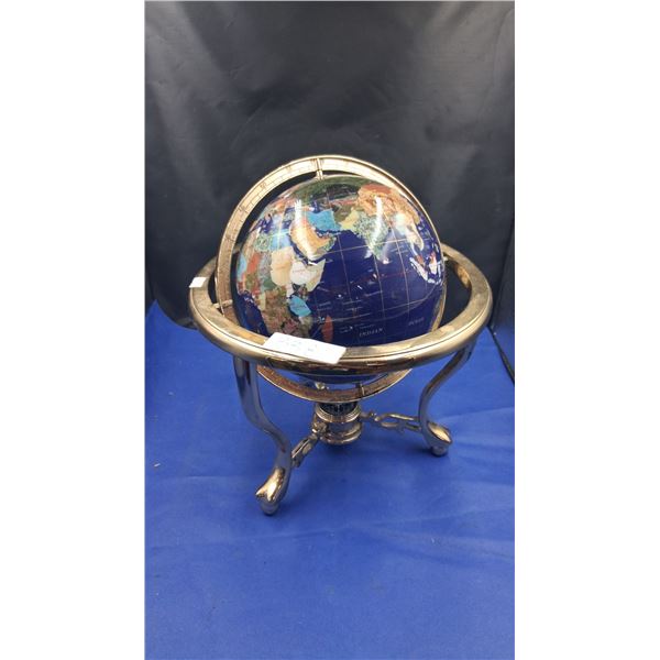 Beautiful gem globe world globe mounted in brass presentation 15" tall