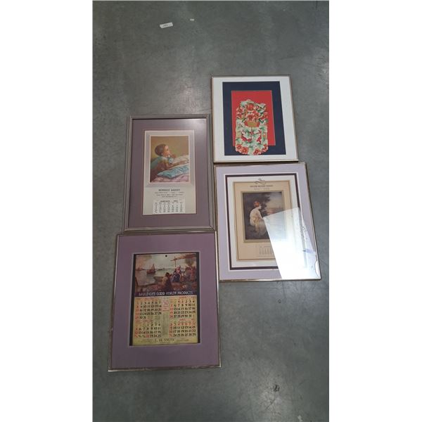 4 vintage and antique calendars, 1939, 1924 & 1955, largest 23"x15"
