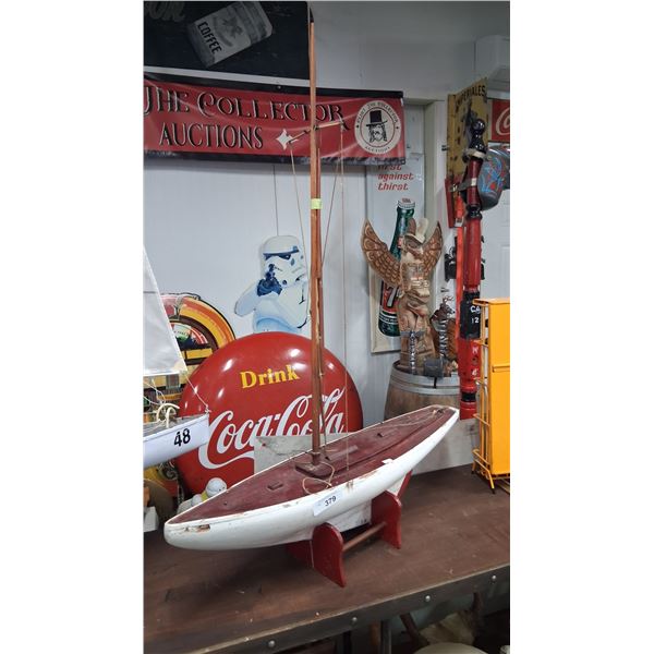 Vintage wooden sailboat model 31" long
