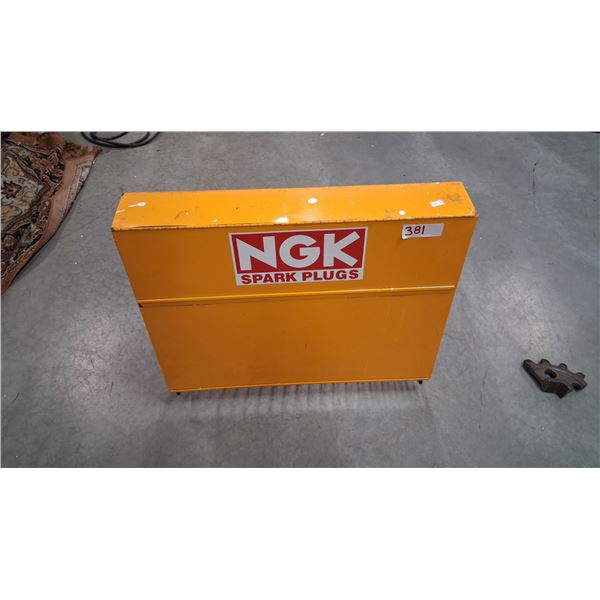 Vintage NGK spark plug metal display stand 23"x17"x4"