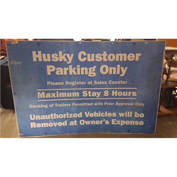 Vintage large Husky Customer Parking Only metal sign 71"x49"