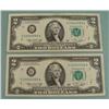 Image 1 : 2) Consecutive 1976 $2 Bills CU Chicago Mint Mark  G