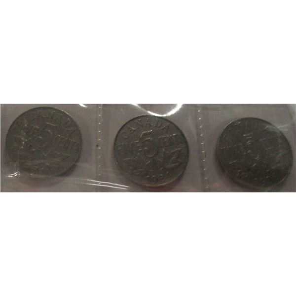 1932, 1934, & 1936 CANADA KING GEORGE V NICKELS