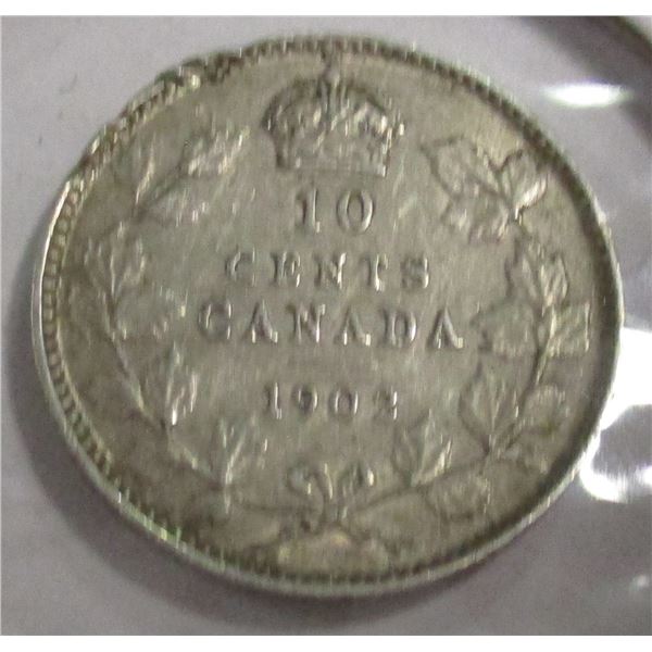 1902 CANADA KING EDWARD VII SILVER DIME