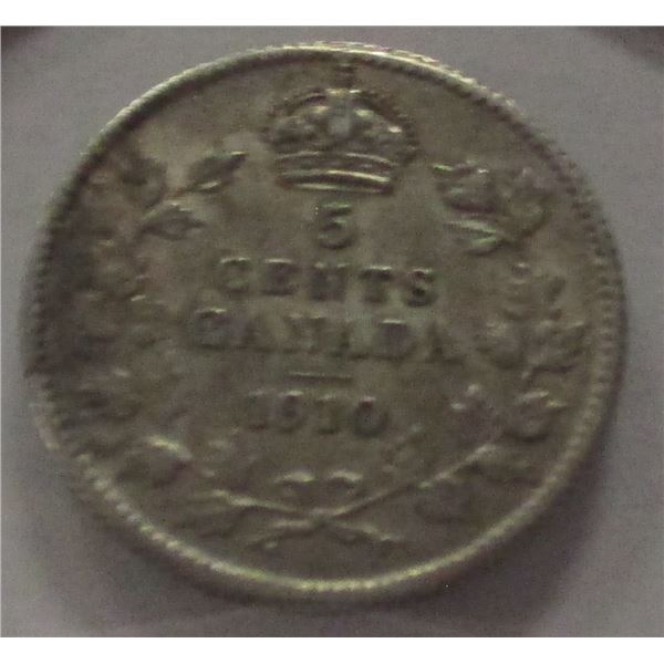 1910 CANADA KING EDWWARD VII SILVER FIVE CENT