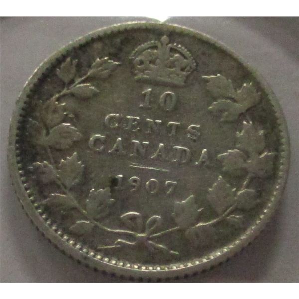 1907 CANADA KING EDWARD VII SILVER DIME