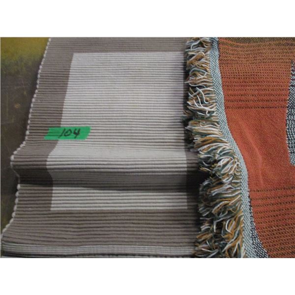 BOX C/W THROW COVERS, MATS, CUSHIONS, ETC