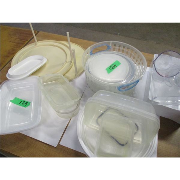 BOX C/W PLASTIC STORAGE CONTAINERS, ETC