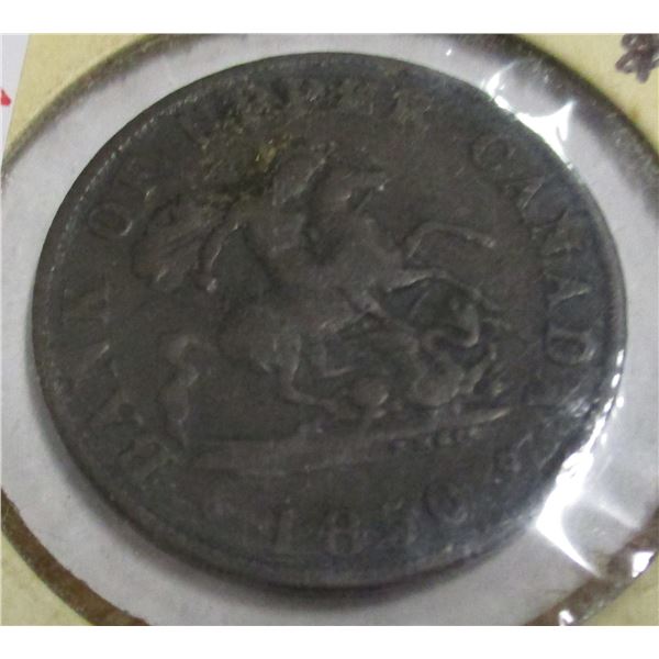 1850 BANK OF UPPER CANADA LARGE PENNY TOKEN