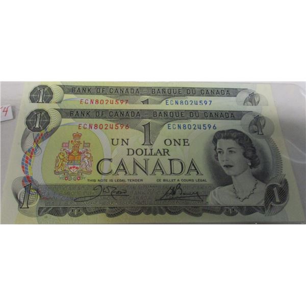 1973 SEQUENTIAL SERIAL NUMBER LAST OF CANADA $1 BILL