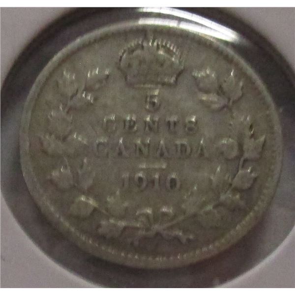1910 CANADA KING EDWARD VII SILVER FIVE CENT