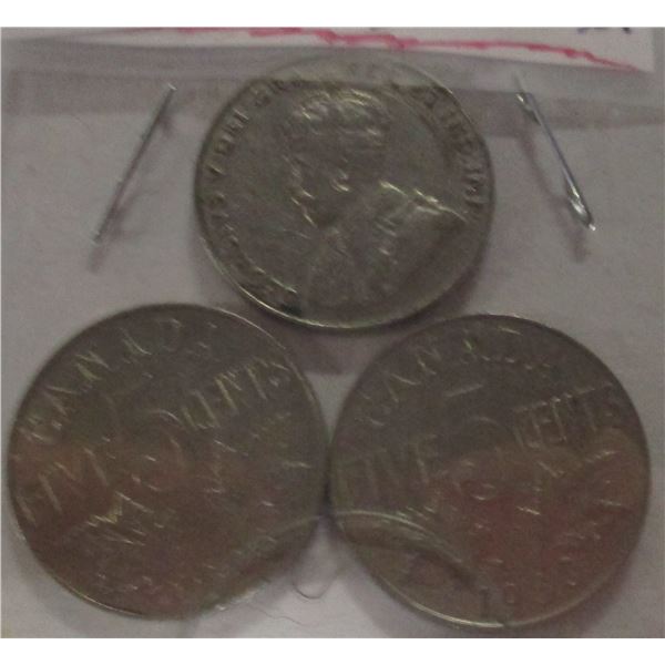1928, 1930, & 1936 CANADA KING GEORGE V NICKEL SET