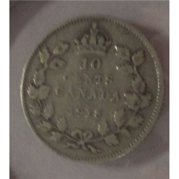 1918 CANADA KING GEORGE V SILVER DIME