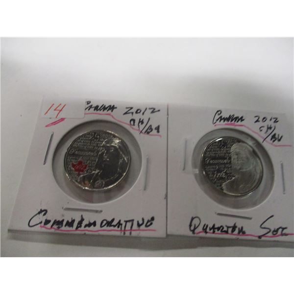 2012 PROOF LIKE 1812 COMMEMORATIVE QUARTER SET
