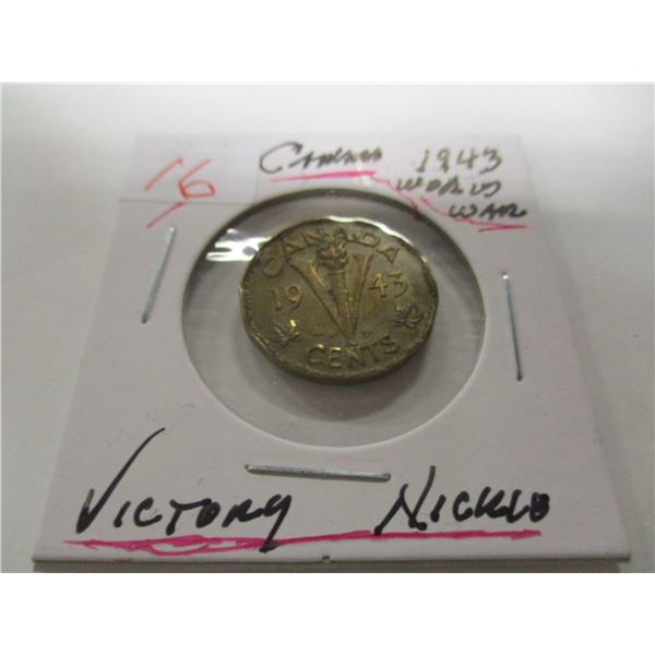 1943 CANADA VICTORY WORLD WAR NICKEL