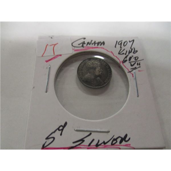 1907 CANADA KING EDWARD VII SILVER FIVE CENT