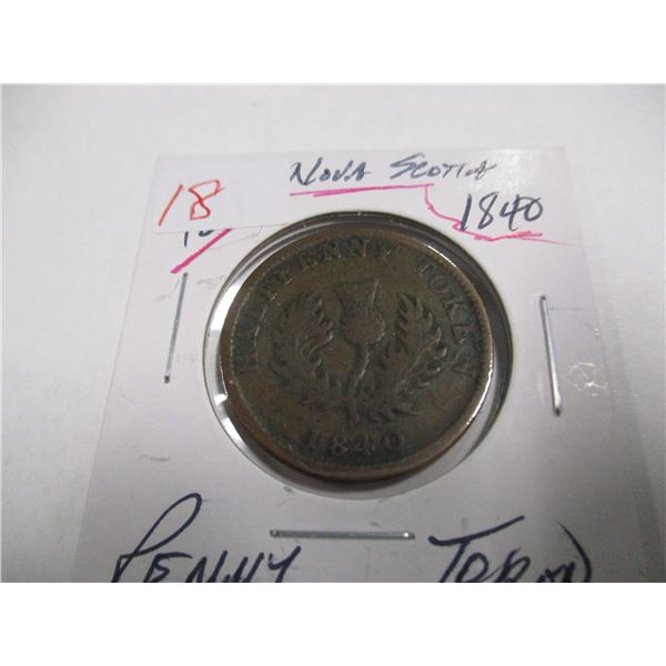1840 NOVA SCOTIA HALF PENNY TOKEN