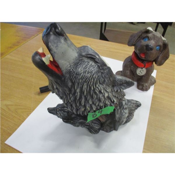 ESTATE:  WOLF HEAD ORNAMENT & DOG ORNAMENT