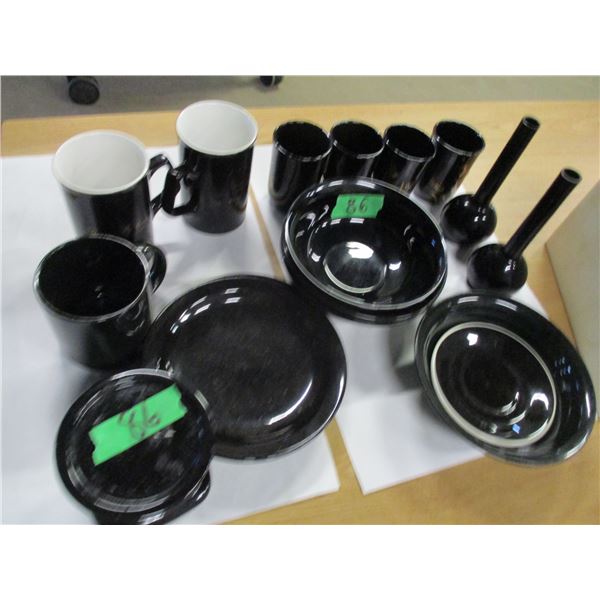 ESTATE:  ASSORTMENT OF BLACK DISHWARE
