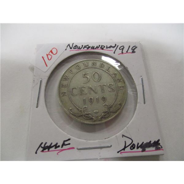 1919 NEWFOUNDLAND SILVER HALF DOLLAR