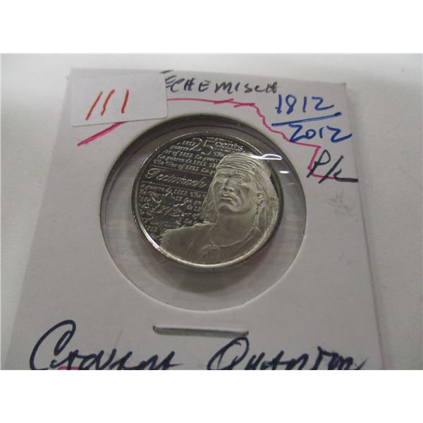 2012 PROOF (1812) TECHUMISCH CANADA QUARTER