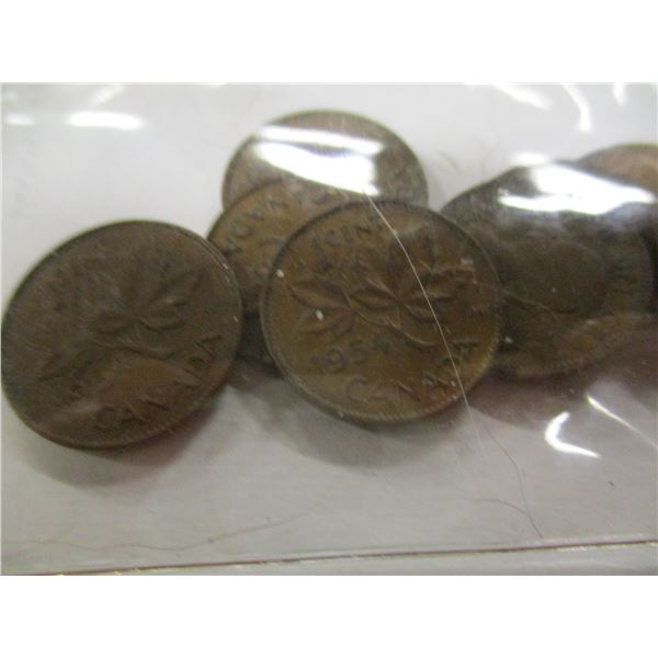 1954 LOT OF 10 LAST OF CANADA PENNIES
