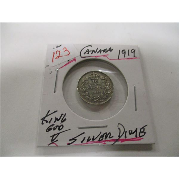1919 CANADA KING GEORGE V SILVER DIME