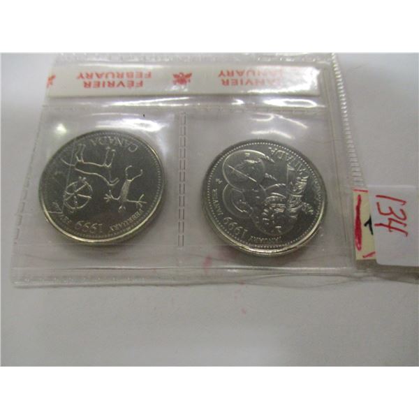 1999 PROOF LIKE COMMEMORATIVE CANADA QUARTERS