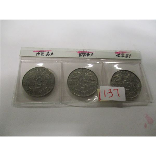 1922, 1923, & 1924 CANADA KING GEORGE V NICKEL SET