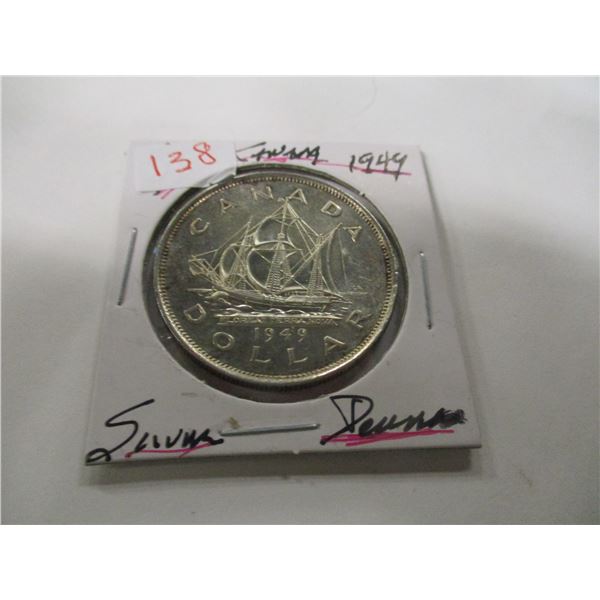 1949 CANADA SHIP SILVER DOLLAR
