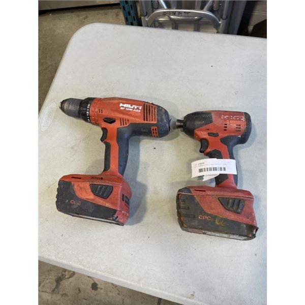 HILIT HAMMER DRILL AND IMPACT GUN, BOTH WITH BATTERIES, TETSED WORKING NO CHARGER