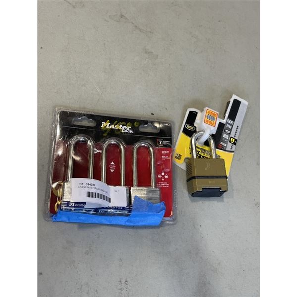 4 NEW MASTERLOCK PADLOCKS