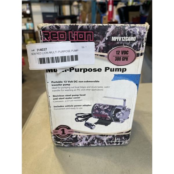 NEW RED LION MULTI PURPOSE PUMP 12VDC 300GPH