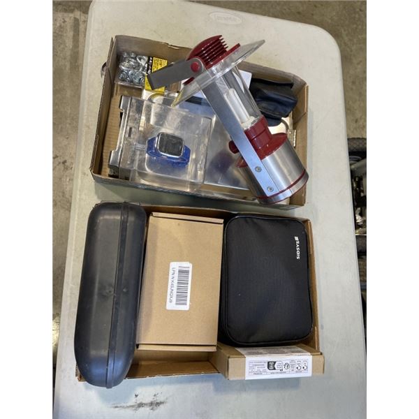2 TRAYS OF ASSORTED HOUSEHOLD ELECTRONICS, CLIPPERS, KIDS WATCH ETC