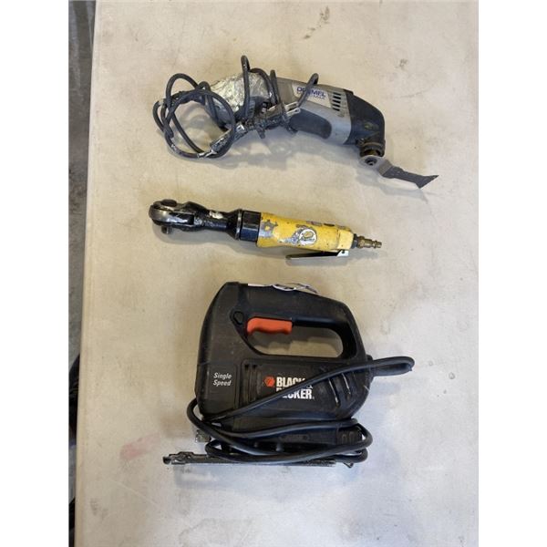 CORDED DREMEL MULTI-MAX, BLACK & DECKER JIGSAW, AND AIR WRENCH