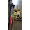 Image 1 : CRAFTSMAN WEED WHACKER, SUNJOE HEDGE TRIMMER AND PROPULSE CORDLESS DRILL WITH 2 BATTERIES
